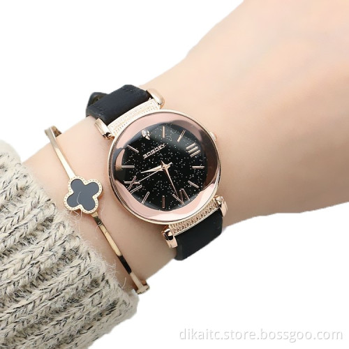 Gogoey Watches Ladies High Quality Leather Starry Sky Watch Woman Fashion Diamond Elegant Women Dress Bracelet Relogio Feminino